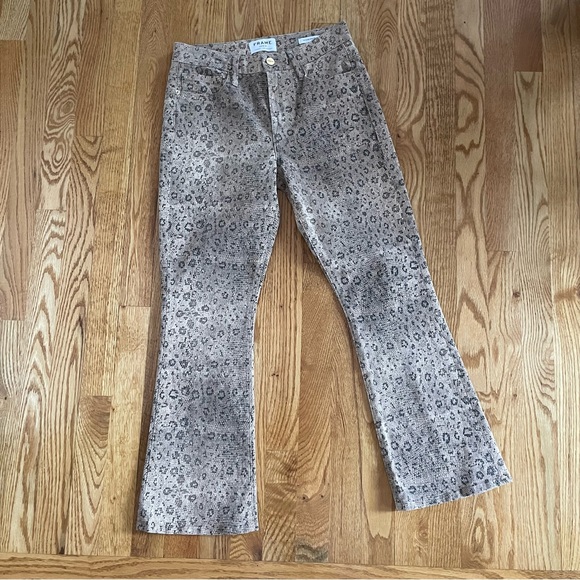 Frame Le Crop Mini Boot snake python print in vanilla multi tan, brown jeans 26 - Picture 13 of 17